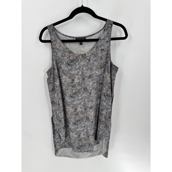 Eileen Fisher Tops - Eileen Fisher Silk Tank Top Women Small Petite Gray Abstract High Low Slits